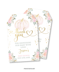Pink Gold Pumpkin Baby Shower Favor Tag