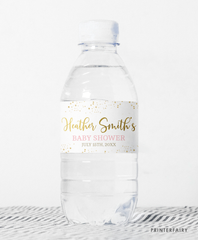 Pink Gold Pumpkin Baby Shower Water Botte Label