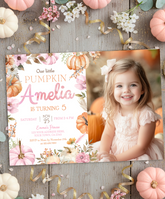 Little Pumpkin Birthday Invitation with Photo