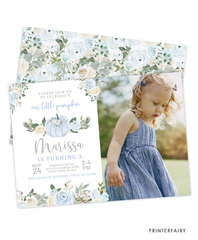 Little Pumpkin Birthday Invitation with Photo