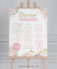 Floral Pumpkin First Birthday Board