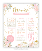 Floral Pumpkin First Birthday Board
