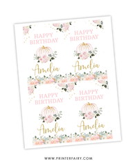 Floral Pumpkin Party Drink Pouch Label