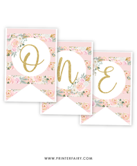 Floral Pumpkin First Birthday Banner