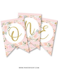 Floral Pumpkin First Birthday Banner