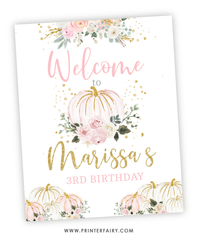 Floral Pumpkin Welcome Sign