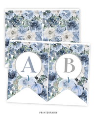 Dusty Blue Pumpkin Party Banner