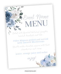Dusty Blue Pumpkin Menu