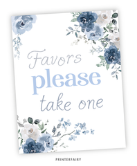 Dusty Blue Pumpkin Party Table Signs Set