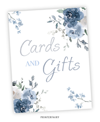 Dusty Blue Pumpkin Party Table Signs Set