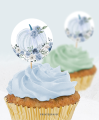 Dusty Blue Pumpkin Party Toppers