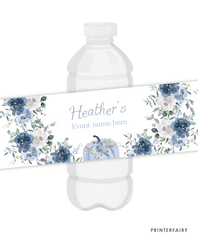 Dusty Blue Pumpkin Water Bottle Label