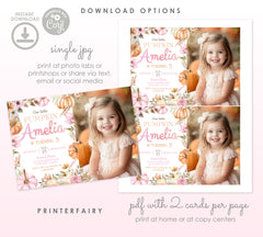 Little Pumpkin Birthday Invitation with Photo