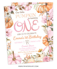 Little Pumpkin 1st Birthday Invitation