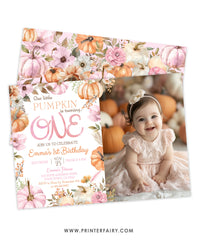 Little Pumpkin 1st Birthday Invitation with Photo