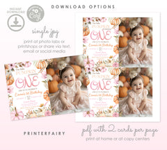 Little Pumpkin 1st Birthday Invitation with Photo