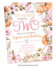 Little Pumpkin 2nd Birthday Invitation