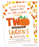 Little Pumpkin Second Birthday Invitation