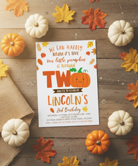 Little Pumpkin Second Birthday Invitation