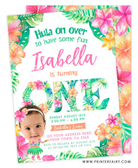 Luau First Birthday Party Invitation - Place Your Face