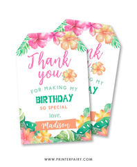 Luau Birthday Party Thank You Tags