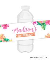 Luau Birthday Water Bottle Label
