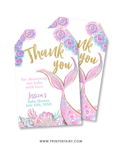 Mermaid Baby Shower Thank You Tags