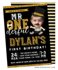 Mr. Onederful Birthday Invitation with Photo