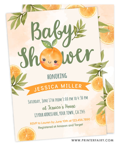 Orange Baby Shower Invitation