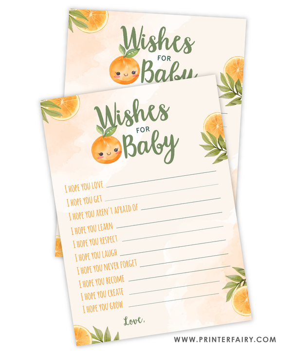 Orange Baby Shower Wishes for Baby