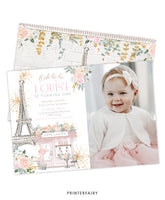 Paris 1st Birthday Invitation with Photo