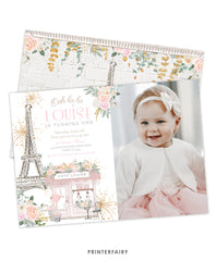 Paris 1st Birthday Invitation with Photo