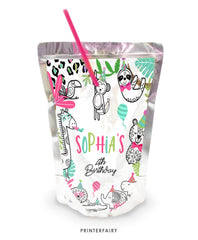 Jungle Animals Drink Pouch Label