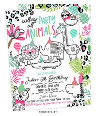Jungle Animals Birthday Invitation