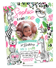 Wild One 1st Birthday Invitation with Photo