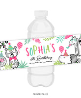 Jungle Animals Water Bottle Label