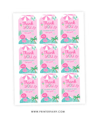 Pink Pool Party Thank You Tags