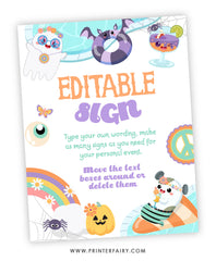 Halloween Pool Party Editable Sign