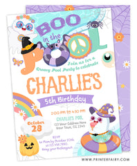 Halloween Pool Birthday Party Invitation