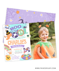 Halloween Pool Party Birthday Invitation with Photo