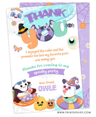 Halloween Pool Party Thank You Card
