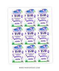 Soccer Pool Birthday Party Thank You Tags