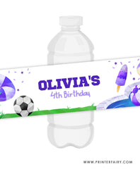 Soccer Pool Birthday Party Water Bottle Label