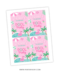 Pink Pool Party Drink Pouch Label