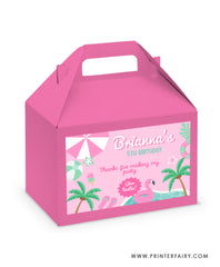 Pink Pool Party Gable Box Label