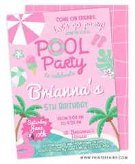 Pink Pool Party Invitation