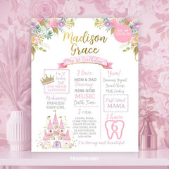 Princess Castle First Birthday Board