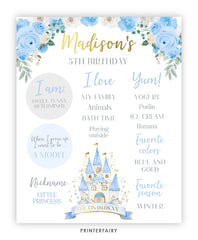 Blue Princess Birthday Board