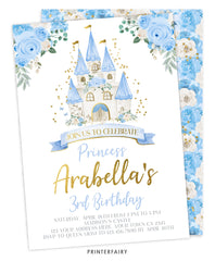 Blue Princess Birthday Invitation
