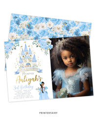 Blue Princess Birthday Invitation with Photo